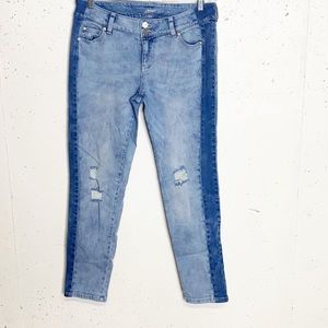 Boyfriend Jeans Distressed Bi-color Denim size 6